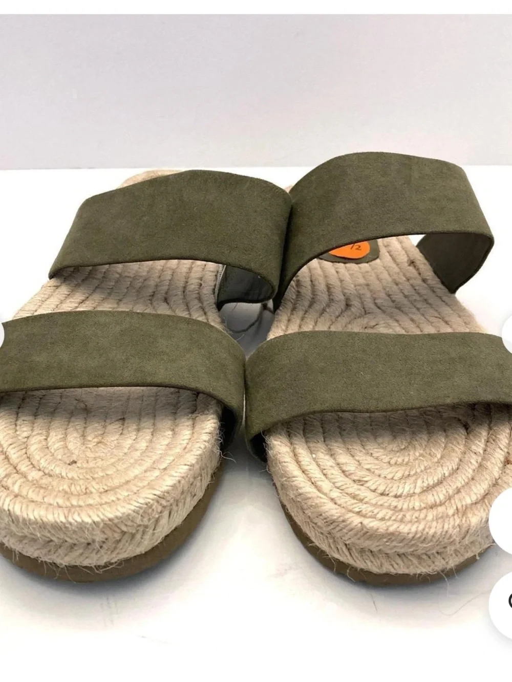 NWOT Haute Hippie Olive Green Double-Strap Espadrille Slide Sandals, Size 6.5